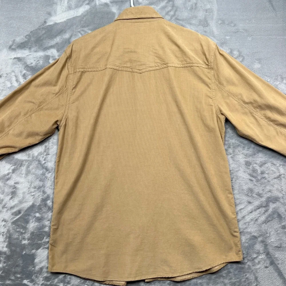 Banana Republic Western Shirt Mens Medium Tan Corduroy Snap Front Organic Cotton